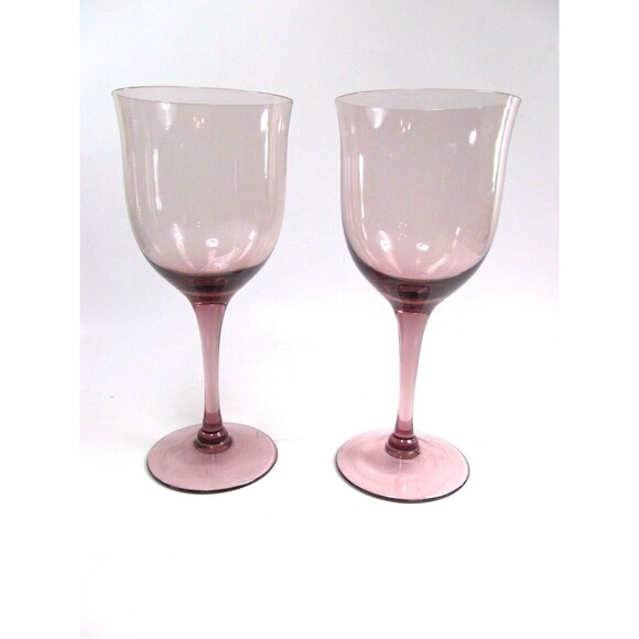 Amethyst Elegant Plum  Wine Glass Goblets Set of 2 - Picture 1 of 8